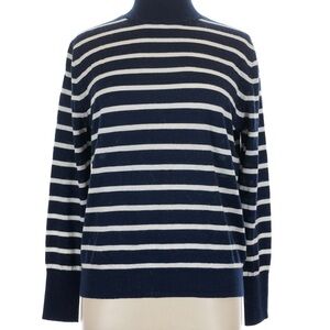 Banana Republic Striped Navy and White Crew Neck Sweater